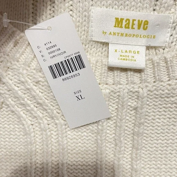 Anthropologie Maeve Oversized Cable Sweater Size XL Preppy Fisherman Academia - Picture 8 of 16